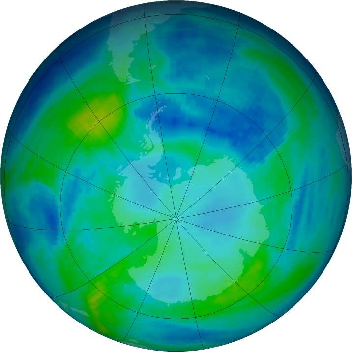 Antarctic ozone map for 04 May 1993